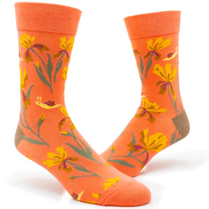 Salmon Floret Men's Dress Socks